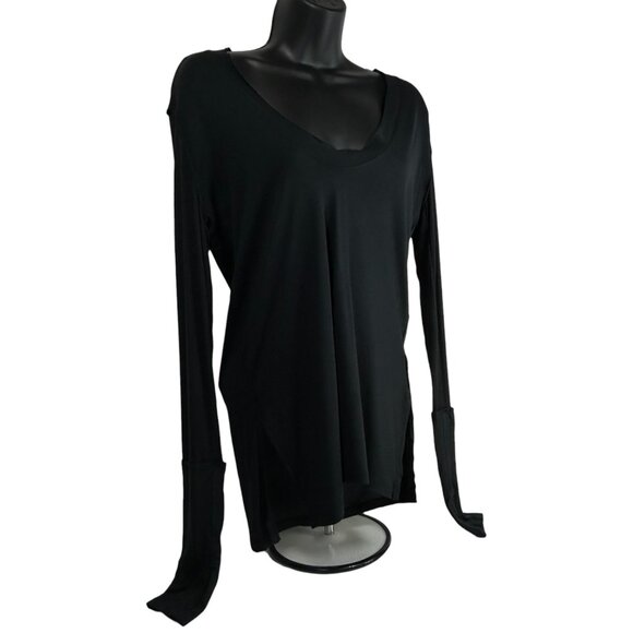 WE THE FREE Fresh and Clean Tee Sz S Black VNeck Side Slits Tunic Viscose Blend - Picture 5 of 7